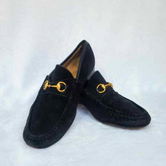 Authentic Vintage Classic Black Suede leather & Gold Horse-bit Gucci loafers 9.5 - Picture 5 of 8